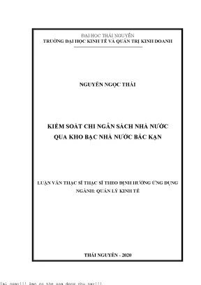 Kiểm soát chi ngân sách nhà nước qua kho bạc nhà nước bắc kạn