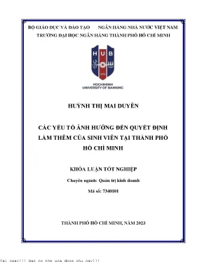 Các yếu tố ảnh hưởng đến quyết định làm thêm của sinh viên tại thành phố hồ chí minh 2023