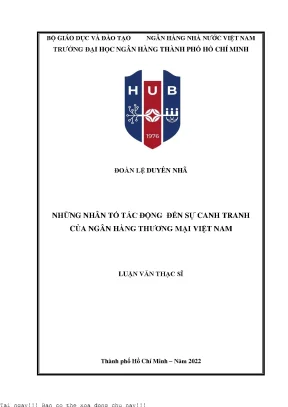 Những nhân tố tác động đến sự cạnh tranh của ngân hàng thương mại việt nam 2022