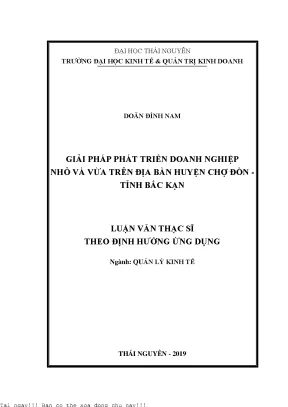Giải pháp phát triển doanh nghiệp nhỏ và vừa trên địa bàn huyện chợ đồn tỉnh bắc kạn