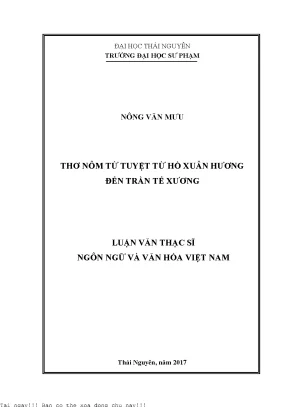 Thơ nôm tứ tuyệt từ hồ xuân hương đến trần tế xương