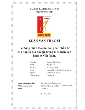 Tự động phân loại hư hỏng các phần tử của hộp số tua bin gió trong điều kiện vận hành ở việt nam