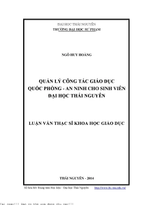 Quản lý công tác giáo dục quốc phòng an ninh cho sinh viên đại học thái nguyên