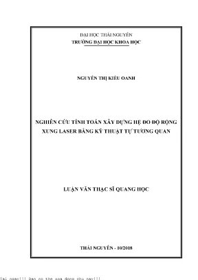 Nghiên cứu tính toán xây dựng hệ đo độ rộng xung laser bằng kỹ thuật tự tương quan