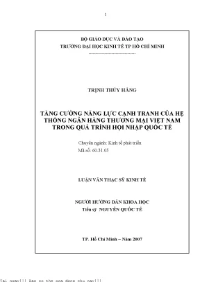 Tăng cường năng lực cạnh tranh của hệ thống ngân hàng thương mại việt nam trong quá trình hội nhập quốc tế