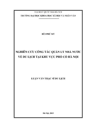 Nghiên cứu công tác quản lý nhà nước về du lịch ở khu vực phố cổ hà nội