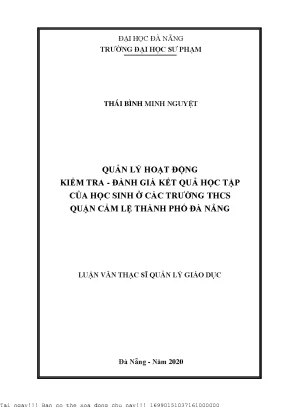 Quản lý hoạt động kiểm tra đánh giá kết quả học tập của học sinh ở các trường thcs quận cẩm lệ thành phố đà nẵng