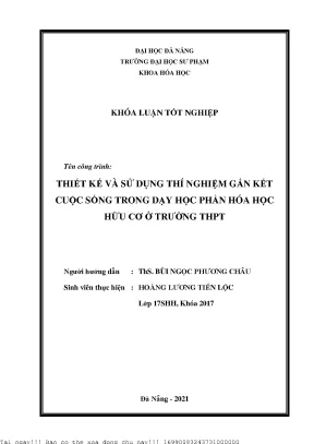Thiết kế và sử dụng thí nghiệm gắn kết cuộc sống trong dạy học phần hóa học hữu cơ ở trường thpt