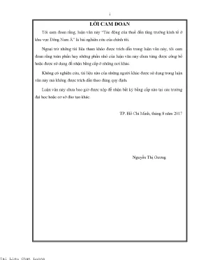 Tác động của thuế đến tăng trưởng kinh tế ở khu vực đông nam á