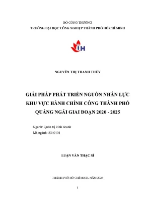 Giải pháp phát triển nguồn nhân lực khu vực hành chính công thành phố quảng ngãi giai đoạn 2020 2025