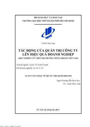 Tác động của quản trị công ty lên hiệu quả doanh nghiệp một nghiên cứu trên thị trường chứng khoán việt nam