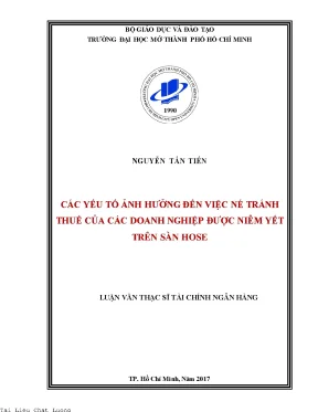 Các yếu tố ảnh hưởng đến việc né tránh thuế của các doanh nghiệp được niêm yết trên sàn hose