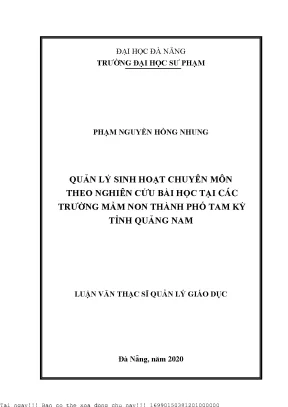 Quản lý sinh hoạt chuyên môn theo nghiên cứu bài học tại các trường mầm non thành phố tam kỳ tỉnh quảng nam