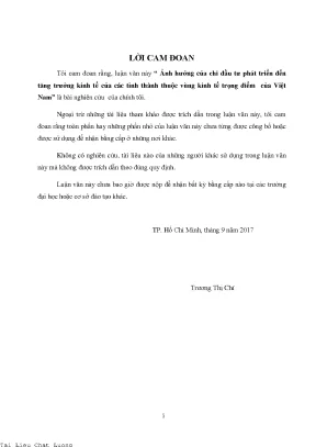 Ảnh hưởng của chi đầu tư phát triển đến tăng trưởng kinh tế các tỉnh thành thuộc vùng kinh tế trọng điểm của việt nam