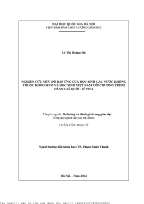 Nghiên cứu mức độ đáp ứng của học sinh các nước không thuộc khối oecd và học sinh việt nam với chương trình đánh giá quốc tế pisa