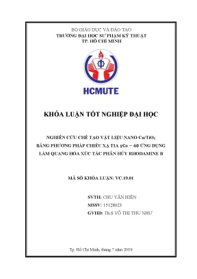 Nghiên cứu chế tạo vật liệu nano cu tio2 bằng phương pháp chiếu xạ tia yco 60 ứng dụng làm quang hóa xúc tác phân hủy rhodamine b