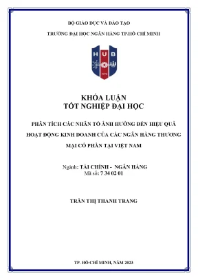 Phân tích các nhân tố ảnh hưởng đến hiệu quả hoạt động kinh doanh của các ngân hàng tmcp tại việt nam