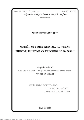 Nghiên cứu điều kiện địa kỹ thuật phục vụ thiết kế và thi công hố đào sâu