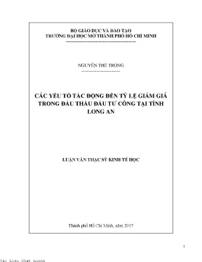 Các yếu tố tác động đến tỷ lệ giảm giá trong đấu thầu đầu tư công tại tỉnh long an