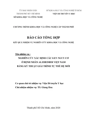 Nghiên cứu xác định các gen nguy cơ ở bệnh nhân alzheimer việt nam bằng kỹ thuật giải trình tự thế hệ mới