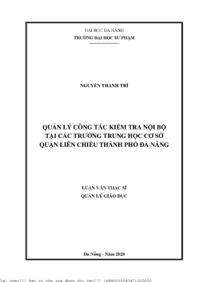 Quản lý công tác kiểm tra nội bộ tại các trường trung học cơ sở quận liên chiểu thành phố đà nẵng