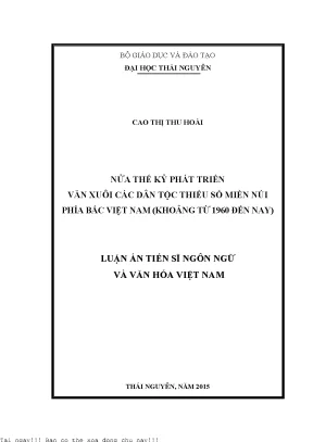 Nửa thế kỷ phát triển văn xuôi các dân tộc thiểu số miền núi phía bắc việt nam khoảng từ 1960 đến nay