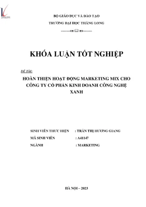 Hoàn thiện hoạt động marketing mix cho công ty cổ phần kinh danh công nghệ xanh