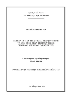 Nghiên cứu kỹ thuật khai phá quy trình và ứng dụng phân tích quy trình chăm sóc sức khỏe tại bệnh viện