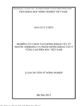 Nghiên cứu chọn tạo giống khoai tây từ nguồn andigena và nhân giống khoai tây ở vùng cao phía bắc việt nam