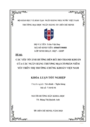 Các yếu tố ảnh hưởng đến rủi ro thanh khoản của các ngân hàng thương mại cổ phần niêm yết trên thị trường chứng khoán việt nam