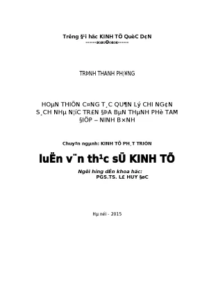 Hoàn thiện công tác quản lý chi ngân sách trên địa bàn thành phố tam điệp ninh bình