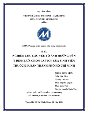 Nghiên cứu các yếu tố ảnh hưởng đến ý định lựa chọn laptop của sinh viên thuộc địa bàn thành phố hồ chí minh