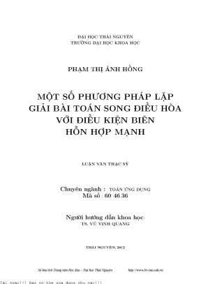 Một số phương pháp lặp giải bài toán song điều hoà với điều kiện biên hỗn hợp mạnh