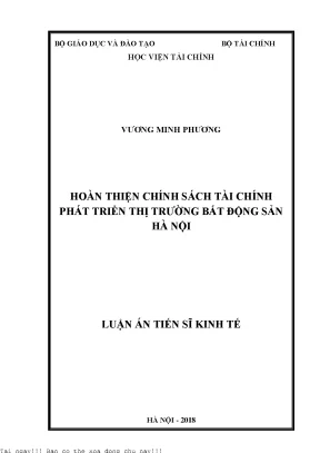 Hoàn thiện chính sách tài chính phát triển thị trường bất động sản hà nội