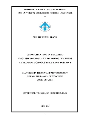 Sử dụng giai điệu bài hát để dạy từ vựng tiếng anh cho trẻ em tại các trường tiểu học ở huyện lệ thuỷ