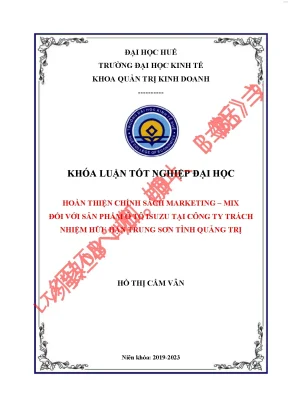 Hoàn thiện chính sách marketing mix đối với sản phẩm ô tô isuzu tại công ty tnhh trung sơn tỉnh quảng trị