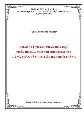 Khảo sát thành phần hóa học phân đoạn a cao ethyl acetate của lá và thân dây leo cây hà thủ ô trắng