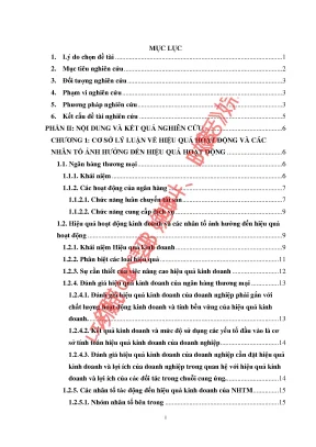 Nghiên cứu các nhân tố ảnh hưởng đến hiệu quả hoạt động của ngân hàng thương mại việt nam