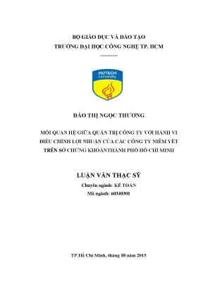Mối quan hệ giữa quản trị công ty với hành vi điều chỉnh lợi nhuận của các công ty niêm yết trên sở giao dịch chứng khoán thành phố hồ chí minh
