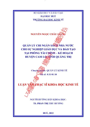 Quản lý chi ngân sách nhà nước cho sự nghiệp giáo dục và đào tạo tại phòng tài chính kế hoạch huyện cam lộ tỉnh quảng trị