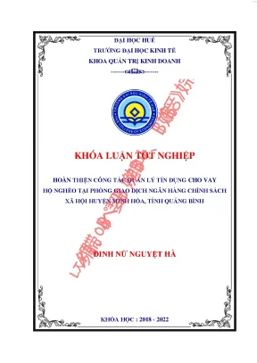 Hoàn thiện công tác quản lý tín dụng cho vay hộ nghèo tại ngân hàng chính sách xã hội huyện minh hóa tỉnh quảng bình