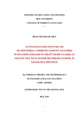 An investigation into the use of nonverbal communication by teachers in teaching english to the 8th grade classes at nguyen viet xuan junior secondary school in khanh hoa province
