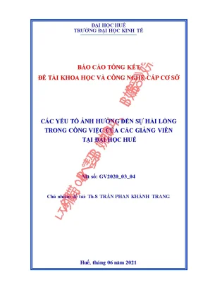 Các yếu tố ảnh hưởng đến sự hài lòng trong công việc của các giảng viên tại đại học huế