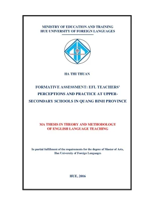 Đánh giá quá trình nhận thức và sự thực hiện của giáo viên tiếng anh trung học phổ thông ở tỉnh quảng bình