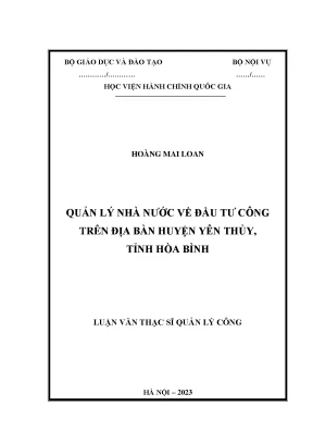 Qlnn về đầu tư công tại huyện yên thủy tỉnh hòa bình