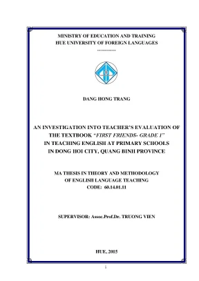 An investigation into teachers evaluation of the textbook first friends grade 1 in teaching english at primary schools in dong hoi city quang binh province
