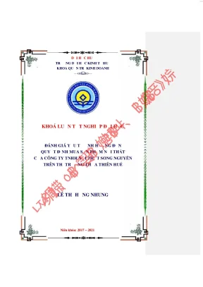 Đánh giá các yếu tố ảnh hưởng đến quyết định mua sản phẩm nội thất của công ty tnhh nội thất song nguyễn