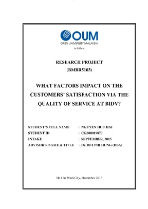 What factors impact on the customers satisfaction via the quality of service at bidv