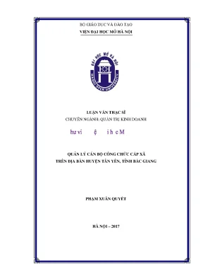 Quản lý cán bộ công chức cấp xã trên địa bàn huyện tân yên tỉnh bắc giang