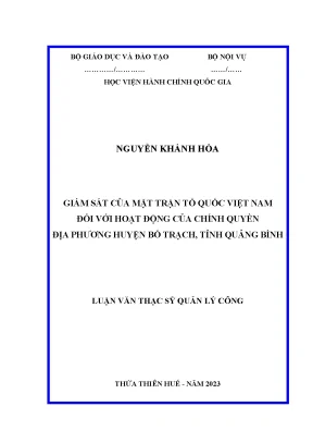 Giám sát của mặt trận tổ quốc việt nam đối với hoạt động của chính quyền địa phương huyện bố trạch tỉnh quảng bình
